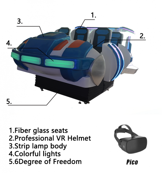 مورد الذهب مقاعد متعددة 6 مقاعد مسرح 9d + 6 مقاعد آلة الواقع الافتراضي VR 9d