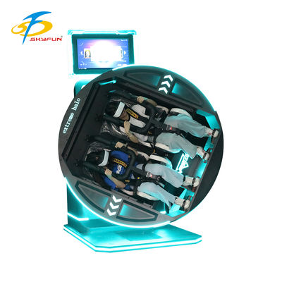 محاكي الواقع الافتراضي بزاوية 360 درجة دوران كهربائي ألعاب متنوعة مقاعد مريحة تصميم مستقبلي سماعة رأس مزدوجة السلامة مرنة