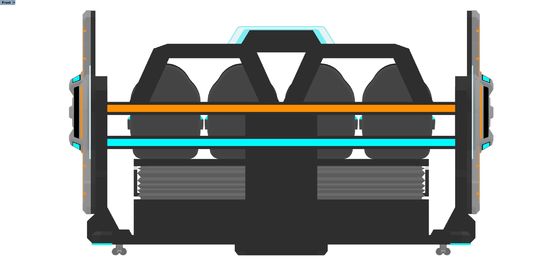 سينما المرح 4 مقعد VR سينما محاكي. MULTIPLAYER 9D VR Motion Ride مع شاشة كبيرة الأمامية، تصميم التقاطع، نظارات DPVR وآثار خاصة ديناميكية