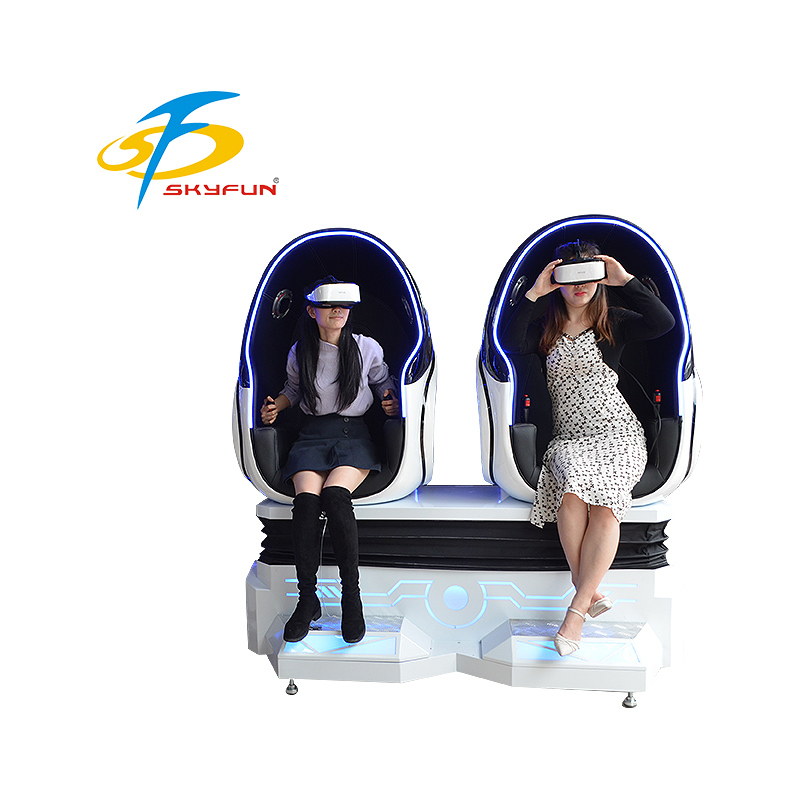 9D VR سينما البيض بمقعدين مزدوجين - كرسي حركة VR غامر مع أكثر من 100 فيلم و 15 لعبة، مقاعد ديناميكية، تأثيرات الهواء والاهتزازات لأروقة الألعاب