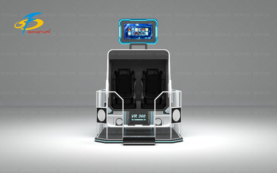 جهاز محاكاة الواقع الافتراضي 360 مضاعف مع مقاعد دوارة ومتأرجحة 360 درجة ، إضاءة ملونة تحكمها عن بعد ، سماعات Deepoon VR ، شاشة 42 بوصة ، 40 فيلم VR بما في ذلك سلسلة من الأفلام والديناصورات